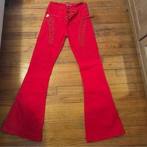 Edikted Engine Red Flared Jeans